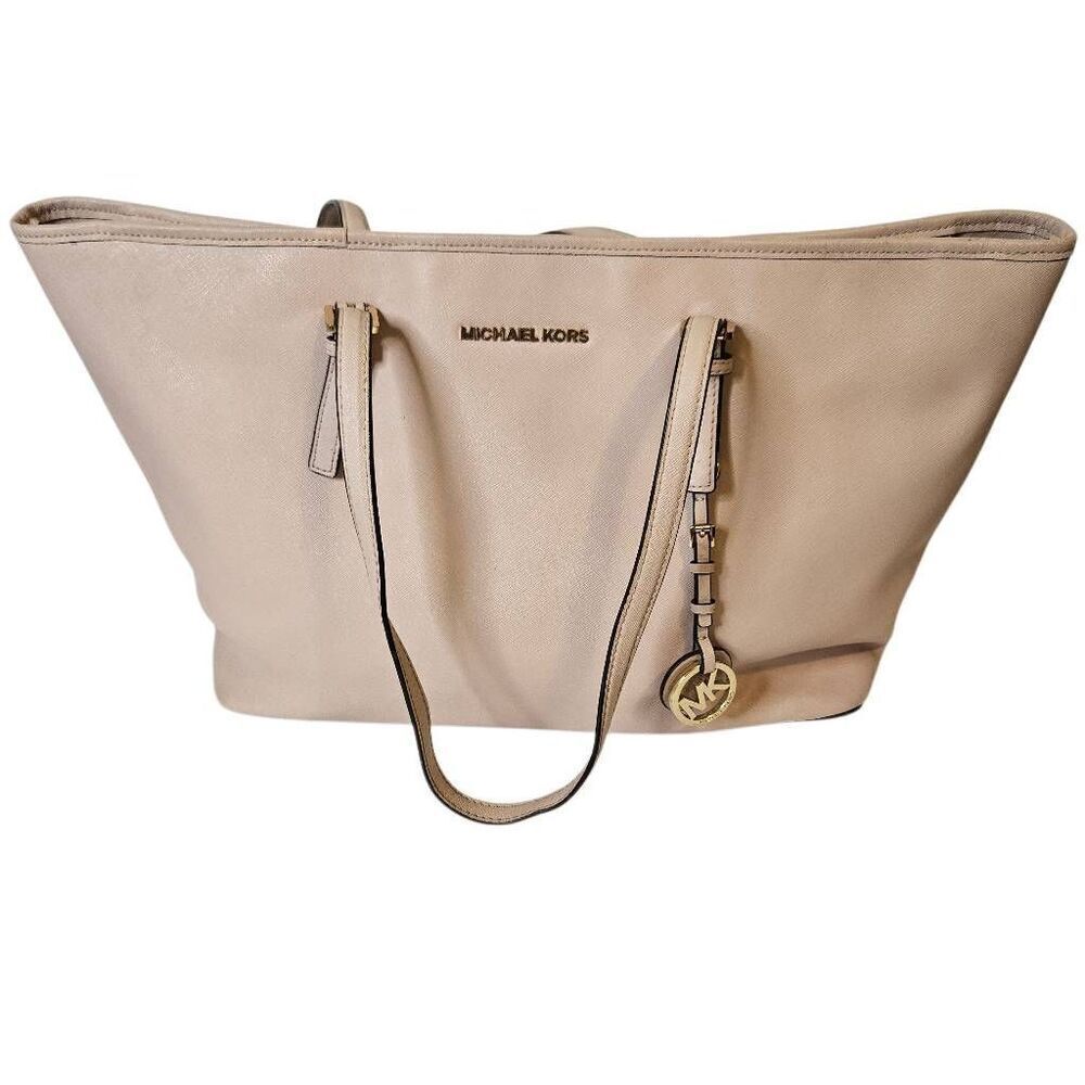 Michael Kors Jet Set Travel saffiano leather tote, powdered blush.